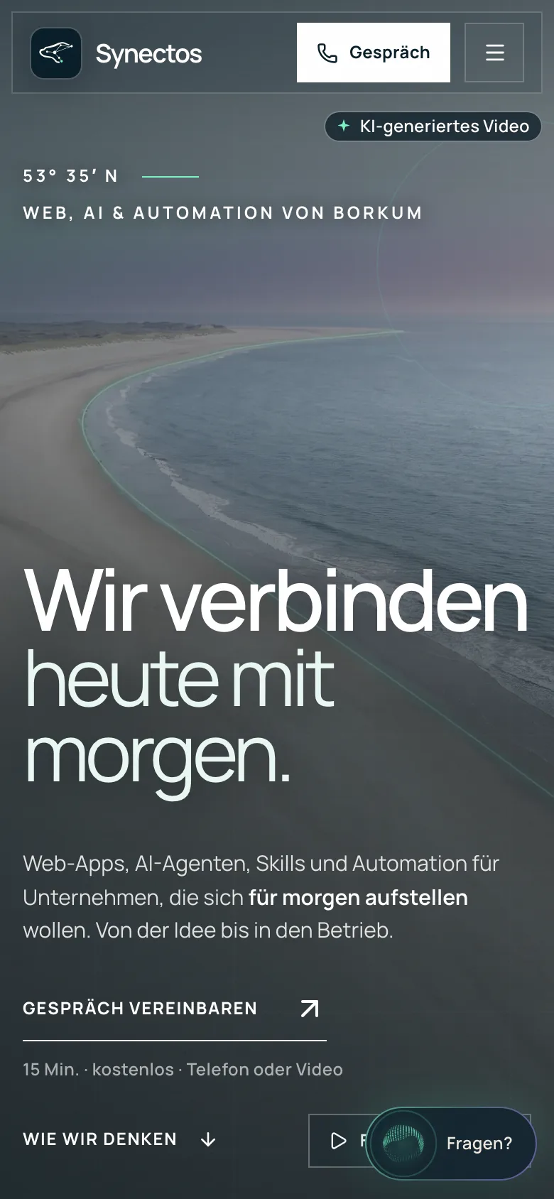Startseite von synectos.de auf dem Handy